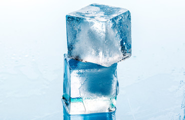 ice cubes on white background.