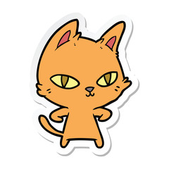 sticker of a cartoon cat staring