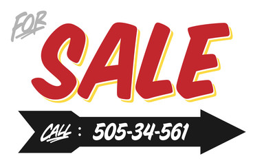 Retro Style "For Sale" Sign Template with Huge Arrow