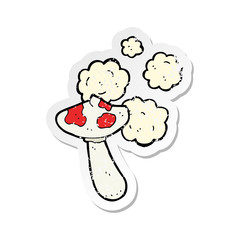 retro distressed sticker of a cartoon toadstool mushroom