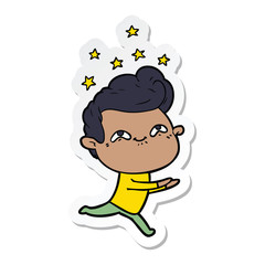 sticker of a cartoon excited man