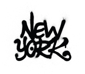 Graffiti New York word sprayed in black over white