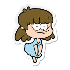 sticker of a cartoon smiling woman