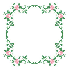 Vector illustration greeting card with leaf floral frame art hand drawn