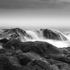 Beautiful long exposure seascape in black and white. Nature composition
