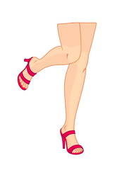 women legs in motion in fashionable red sandals