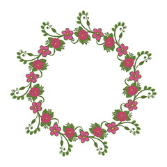 Vector illustration shape pink flower frame hand drawn