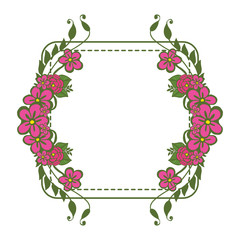 Vector illustration beauty pink flower frame hand drawn