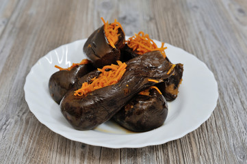 Pickled stuffed eggplant with vegetables
