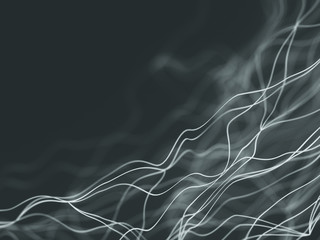 Abstract wire lines and dots 3d illustration