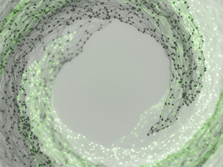 Abstract wire lines and dots 3d illustration