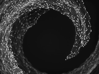 Abstract wire lines and dots 3d illustration