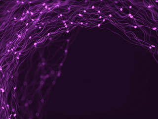 Abstract wire lines and dots 3d illustration