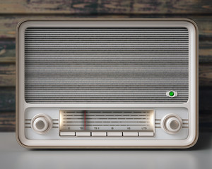 Fototapeta premium Old time white radio receiver. 3d illustration 