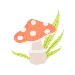 Amanita Muscaria Forest Mushroom, Fly Agaric Vector Illustration