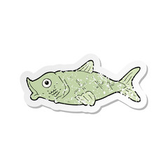 retro distressed sticker of a cartoon fish