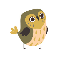 Cute Adorable Owlet Bird Cartoon Character Vector Illustration
