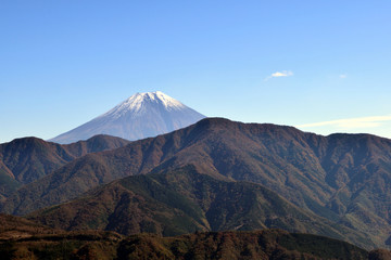 秋の身延山からの富士山展望