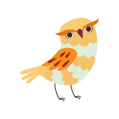 Cute Owlet, Adorable Wild Owl Bird Vector Illustration