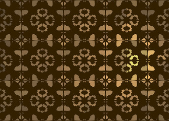 Gold vector floral ornament on a brown background