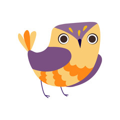 Cute Owlet, Adorable Colorful Owl Bird Vector Illustration