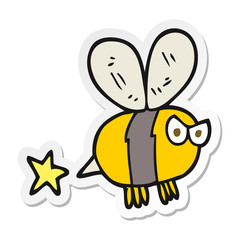 sticker of a cartoon angry bee
