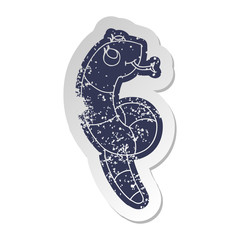 distressed old sticker kawaii of a cute snake