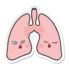 sticker of a cartoon lungs