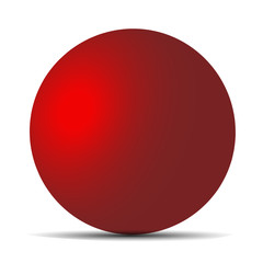Red realistic matte sphere isolated on white. Vector illustration for your design. Eps 10