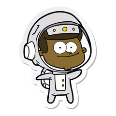 sticker of a happy astronaut cartoon