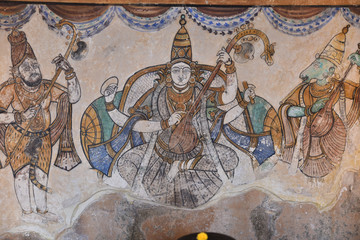  Fresque du temple de  Thanjavur en Inde du Sud