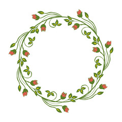 Vector illustration beautiful green leafy wreath frames with card hand drawn