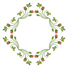 Fototapeta na wymiar Vector illustration beautiful green leafy wreath frames with card hand drawn