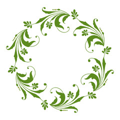 Vector illustration frame flower leaf orange and green hand drawn