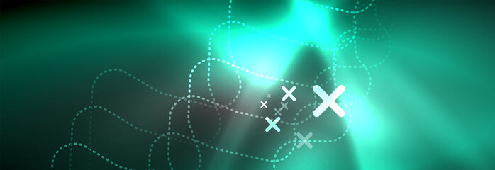 Glowing neon abstract lines, techno futuristic template