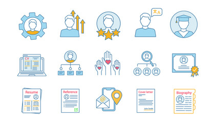 Obraz premium Resume color icons set