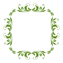 Vector illustration frame flower leaf orange and green hand drawn