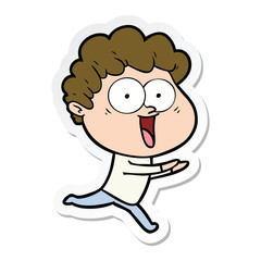 sticker of a excited man cartoon