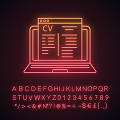 Online job application neon light icon