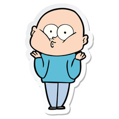 sticker of a cartoon bald man staring