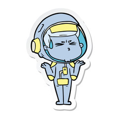 sticker of a cartoon stressed astronaut