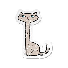 retro distressed sticker of a cartoon cat