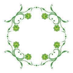 Vector illustration drawing green leaf flower frame hand drawn