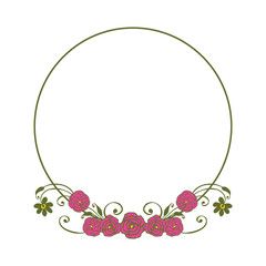 Vector illustration drawing green leaf flower frame hand drawn