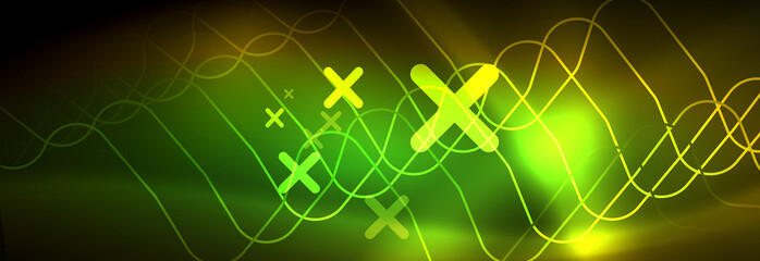 Shiny neon lights background, techno design, modern wallpaper for your project