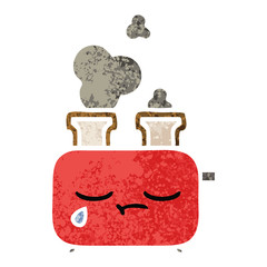 retro illustration style cartoon of a toaster