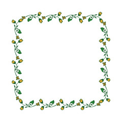 Vector illustration drawing green leaf flower frame hand drawn