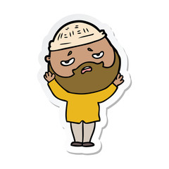 sticker of a cartoon worried man with beard