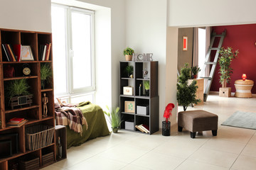 Stylish interior of studio apartment