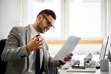 Fototapeta premium Young businessman is angry and frustrated.